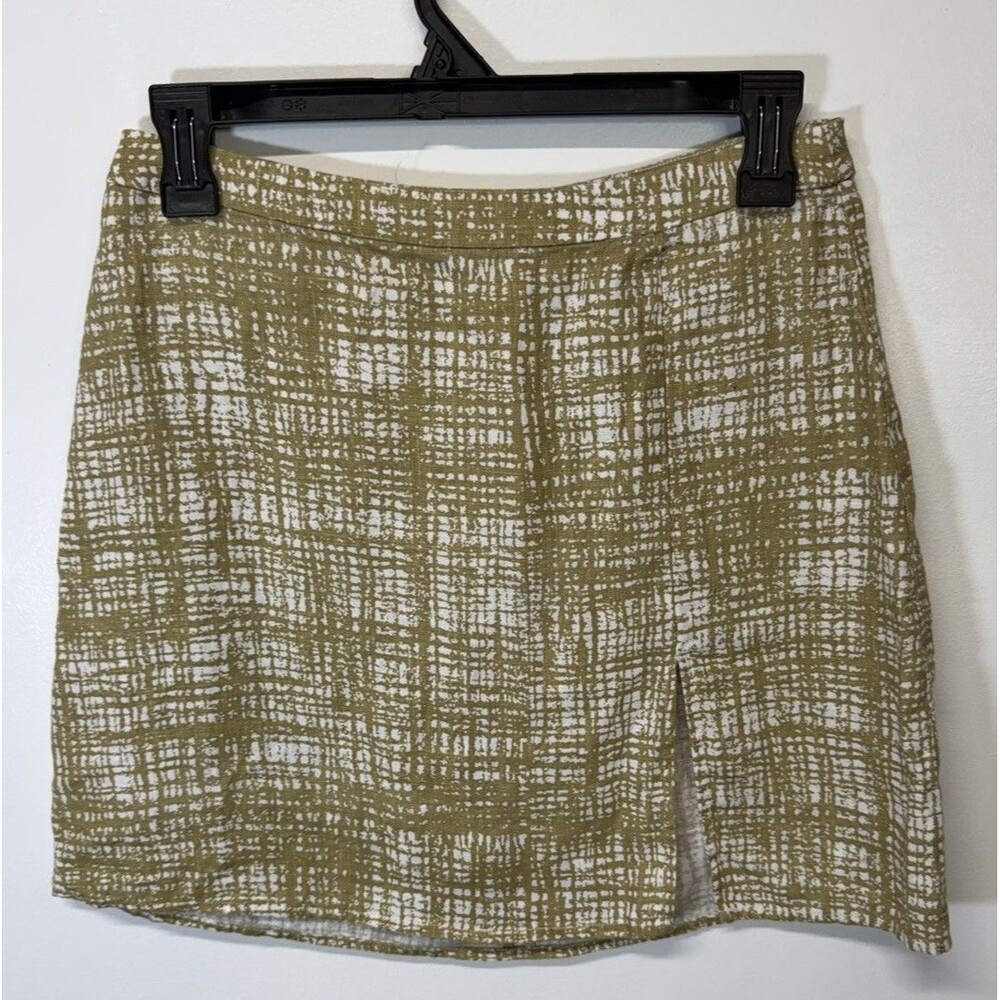 Reformation Women’s Mini  skirt 100%LINEN  Open Front Sz 4